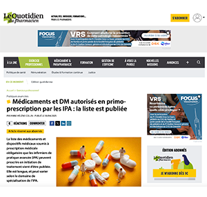 Médicaments et DM autorisés en primo-prescription par les IPA : la liste est publiée