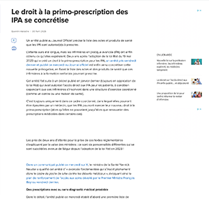 Le droit à la primo-prescription des IPA se concrétise