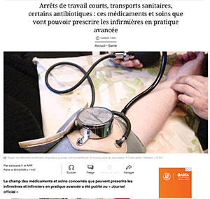 Arrêts de travail courts, transports sanitaires, certains antibiotiques : ces médicaments et soins que vont pouvoir prescrire les infirmières en pratique avancée